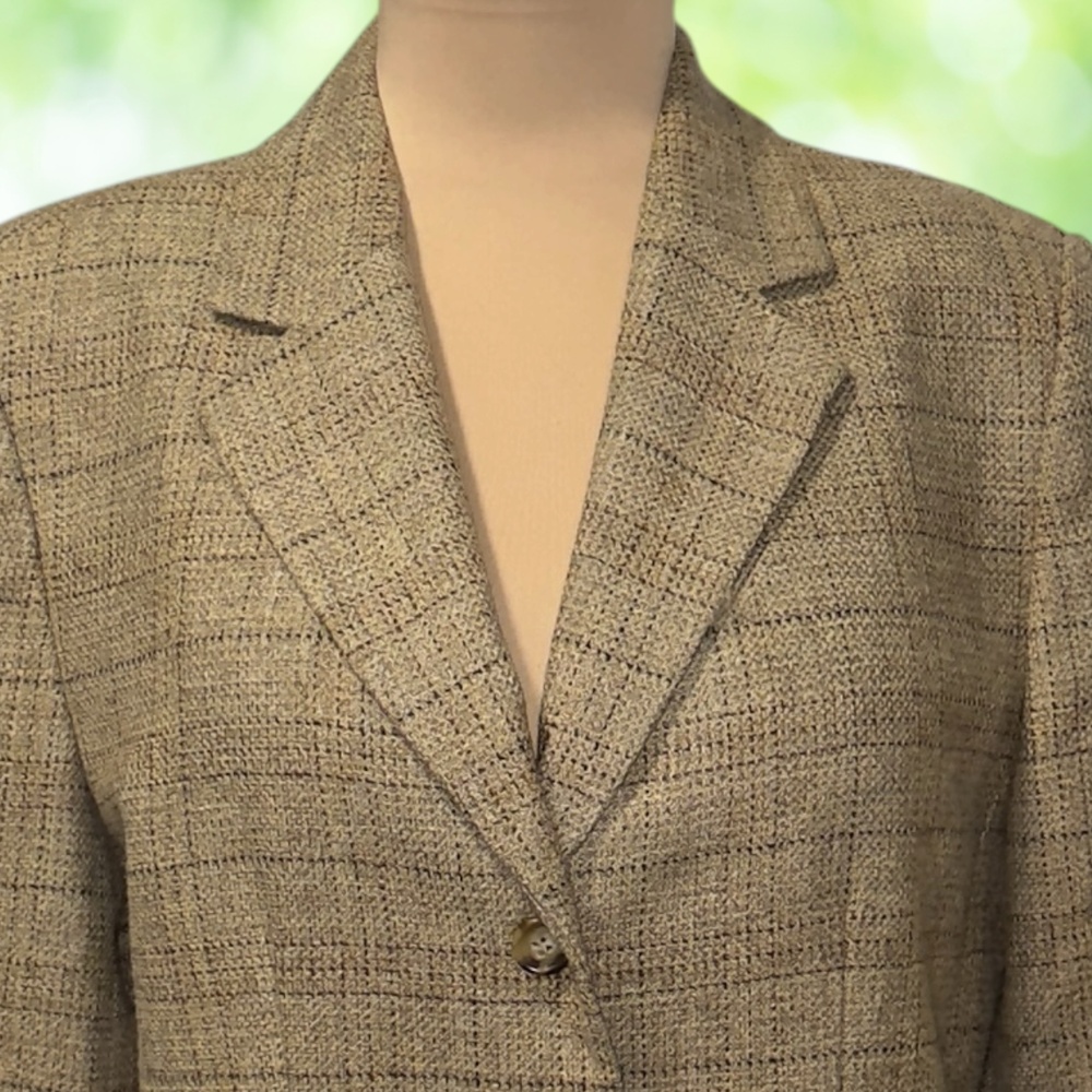 Vintage TALBOTS Wool Tweed Blazer Jacket Italian Fabric Plaid Made in USA Sz 10 - Picture 2 of 13